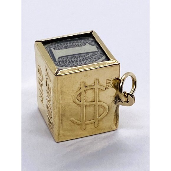 14K Yellow Gold Mad Money Box Charm 15x12mm